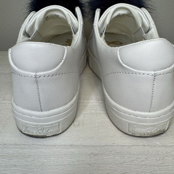 Sam Edelman Leya White Sneakers Shoes Faux Fur Pom Pom Size 6 - Picture 7 of 10